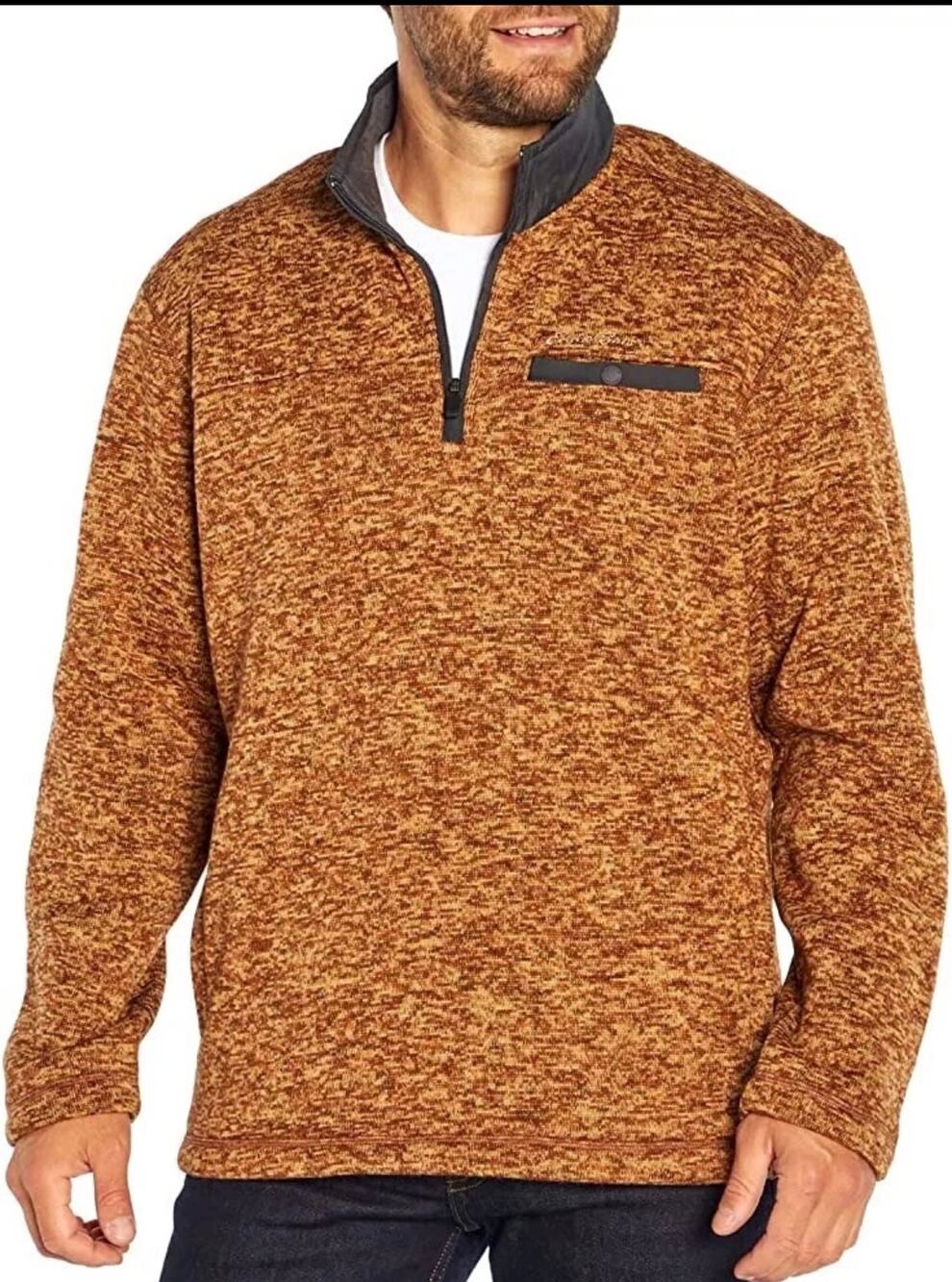 Eddie Bauer Men's 1/4  zip fleece pullover "Rust Heather" size Small